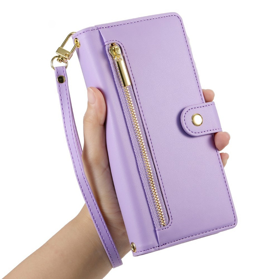 Etui z klapką do Xiaomi Redmi Note 14 Pro 5G / Poco X7 5G, Wallet Zipper Pocket, fioletowe