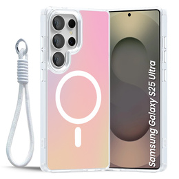Etui do Samsung Galaxy S25 Ultra MagSafe Laser TPU z paskiem – białe/kolorowe