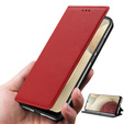 Etui do Samsung Galaxy A54 5G, skórzane book case, czerwone + szkło