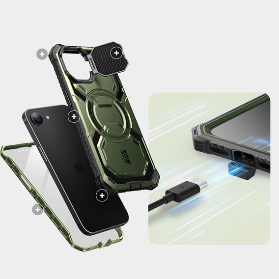 Etui Supcase do Iphone 16E, IBLSN ArmorBox MagSafe, Zielone