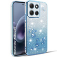 Etui do Motorola Moto G86 5G, Glitter Flower, niebieskie