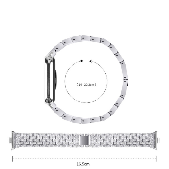 Bransoleta z Diamentami do Xiaomi Smart Band 8 Pro / Xiaomi Smart Band 9 Pro, Srebrne