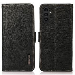 Skórzane Etui KHAZNEH RFID do Samsung Galaxy A35 5G, Litchi Texture, czarne