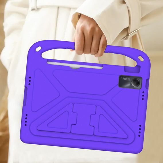 Etui dla dzieci do Xiaomi Redmi Pad SE 11", dziecięce z uchwytem, Fioletowe