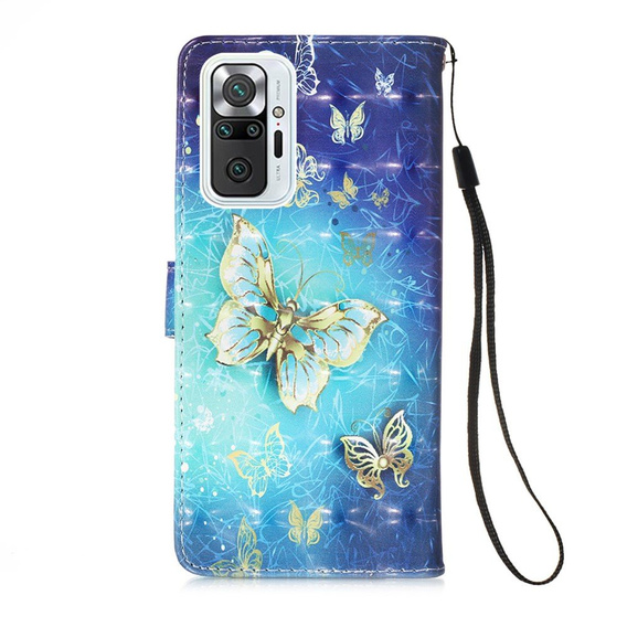 Etui Wallet do Xiaomi Redmi Note 10 Pro, Light Spots Decor, Gold Butterflies