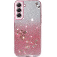 Etui do Samsung Galaxy S22+ Plus, Glitter Flower, różowe rose gold