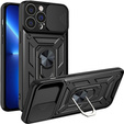 Zestaw Etui pancerne do iPhone 14 Pro Max, CamShield Slide, czarne + Szkło hybrydowe 5D