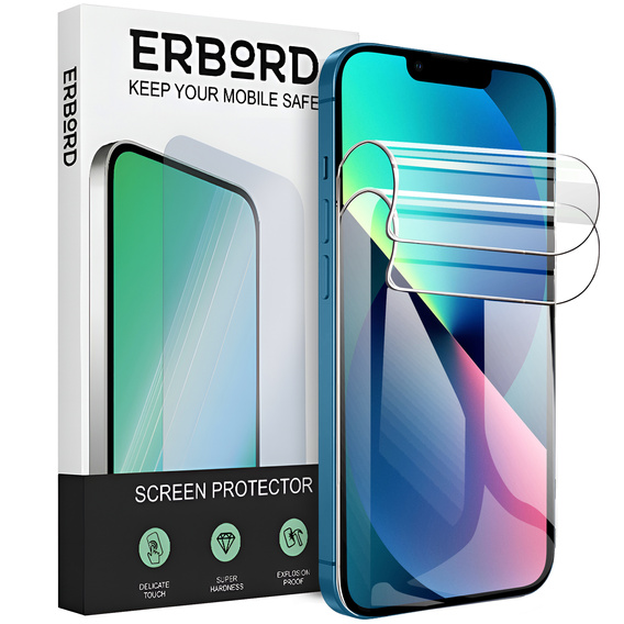 2x Folia Hydrożelowa do iPhone 13 mini, ERBORD Hydrogel Foil