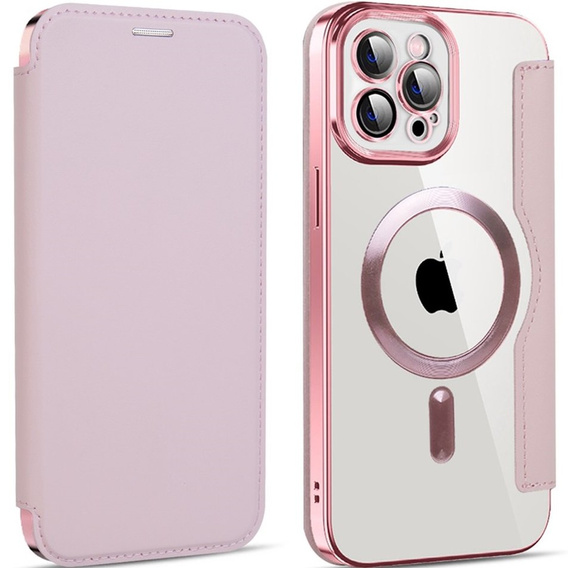 Etui z klapką do iPhone 11 Pro Max, RFID Wallet MagSafe z ochroną aparatu, różowe