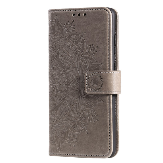 Etui z klapką do Oppo Reno6 5G, Mandala, szare