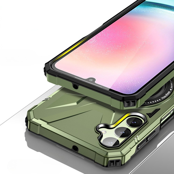 Etui do MagSafe do Samsung Galaxy A54 5G, pancerne z podstawką i blaszką do uchwytu, zielone