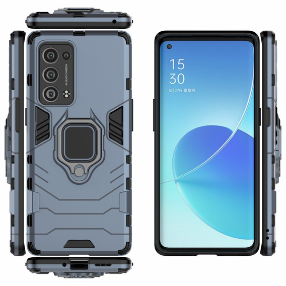 Etui do Oppo Reno6 Pro 5G / Pro+ 5G, Kickstand Ring, niebieskie