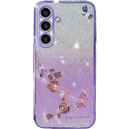 Etui do Samsung Galaxy S23 FE, Glitter Flower, fioletowe