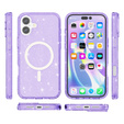 Etui do iPhone 17, do MagSafe, brokatowe, półprzezroczyste fioletowe