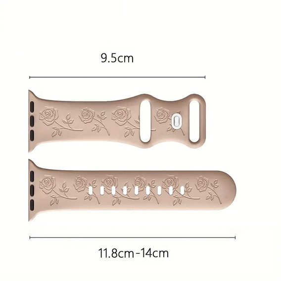 Pasek Silikonowy do Apple Watch 1/2/3/4/5/6/7/8/9/10/11/SE Ultra 1/2/3 42/44/45/46/49mm, Rose, Beżowy