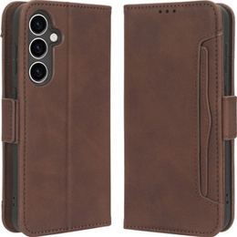 Etui z klapką do Samsung Galaxy S23 FE, Card Slot, brązowe