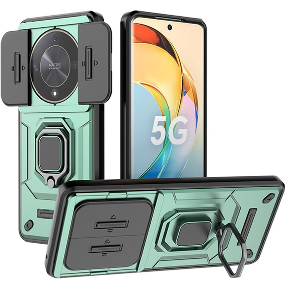 Etui do Honor Magic 6 Lite 5G, KickStand Camera Lens, zielone