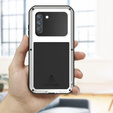 Etui Love Mei do Samsung Galaxy A34 5G, pancerne ze szkłem, srebrne
