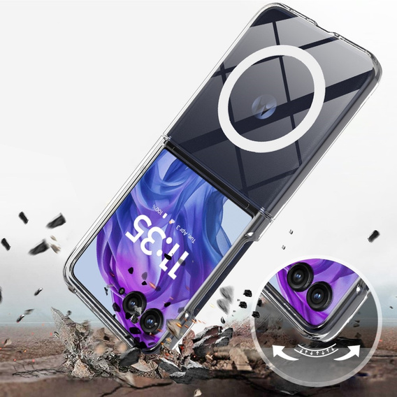 Etui przezroczyste do Motorola Razr 60 Ultra – TPU + akryl, kompatybilne z MagSafe