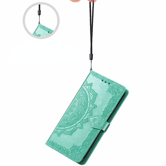 Etui z klapką do Honor Magic 6 Lite 5G, Mandala, zielone