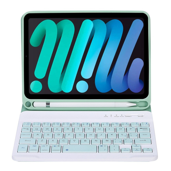 Etui z klawiaturą bluetooth do iPad mini 8.3" 2021 (6 gen.) / iPad mini 8.3" 2024 (7 gen.), Zielone
