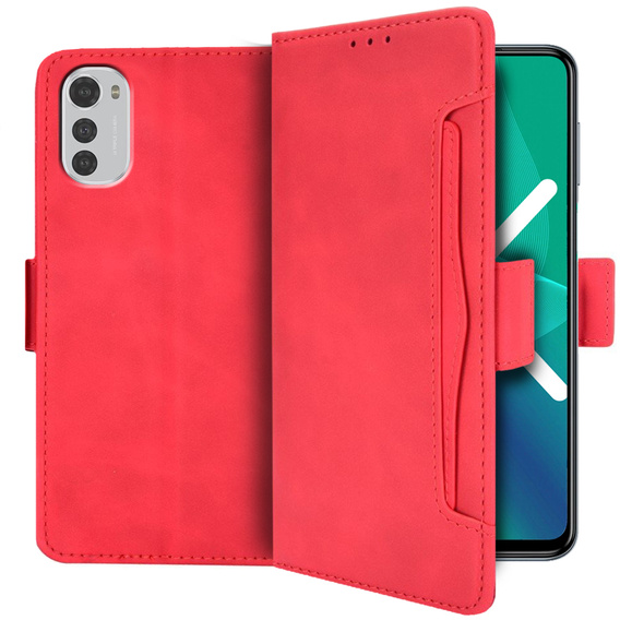 Etui z klapką do Motorola Moto E32 4G, Card Slot, czerwone