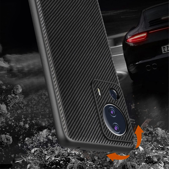 Etui skórzane do Xiaomi 13 Lite, Obudowa leather hybrid, Carbon Case, Czarne