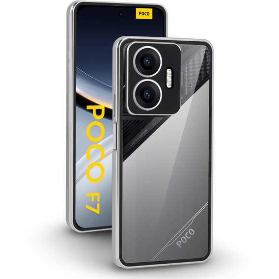 Etui do Xiaomi Poco F7, Magnetic Dual Glass, srebrne