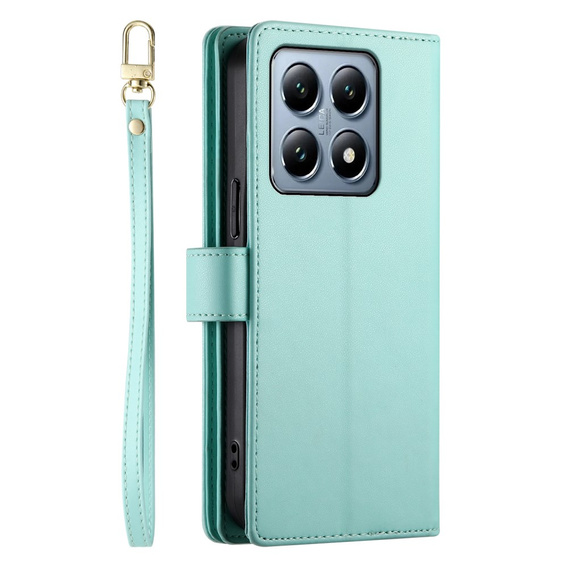 Etui z klapką do Xiaomi 14T Pro, Wallet Zipper Pocket, zielone