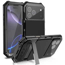 Etui pancerne do iPhone 17 Pro, R-JUST, z podstawką, czarne