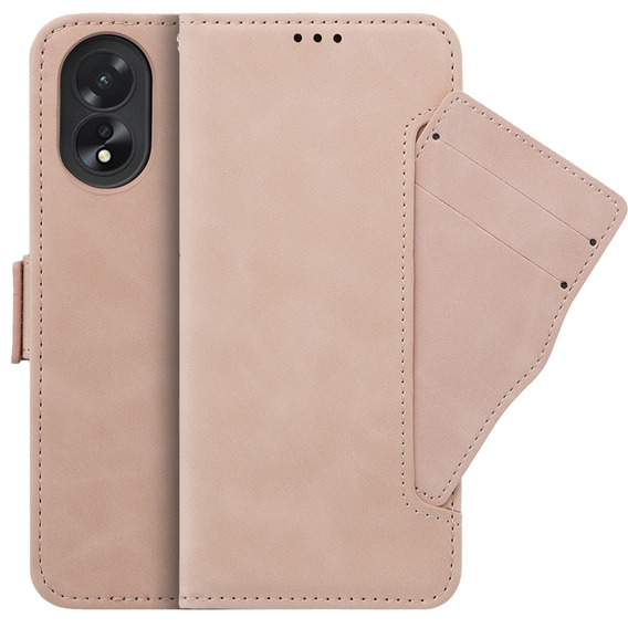 Etui z klapką do Oppo A58 4G, Card Slot, różowe