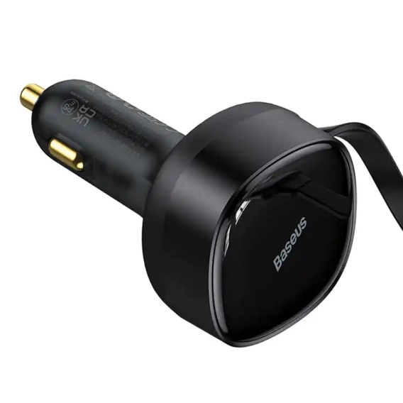 Ładowarka samochodowa Baseus Enjoyment z kablami USB-C + Lightning 3A, 30W - czarna