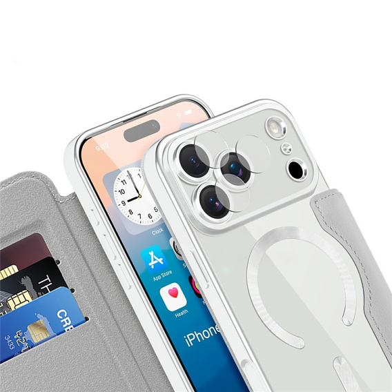 Etui z klapką do iPhone 17 Pro Max, RFID Wallet MagSafe z ochroną aparatu, tytanowe szare