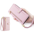 Etui z klapką do Samsung Galaxy A16 / A16 5G, Wallet Zipper Pocket, różowe