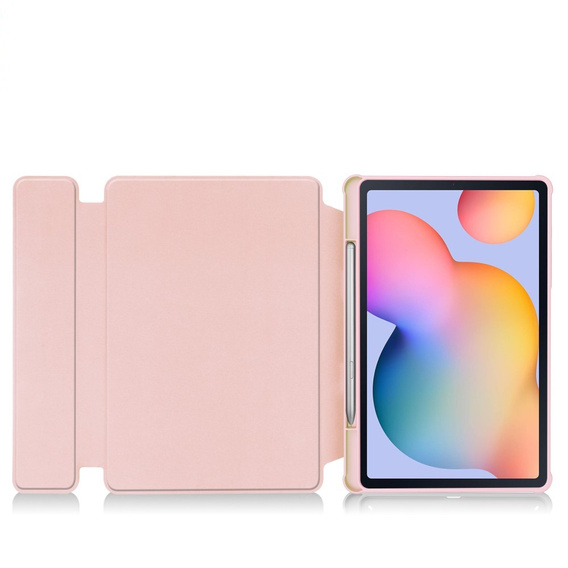 Etui z klawiaturą do Samsung Galaxy Tab S6 Lite 2024 / 2022 / 2020, Rotary 360° Leather, różowe rose gold