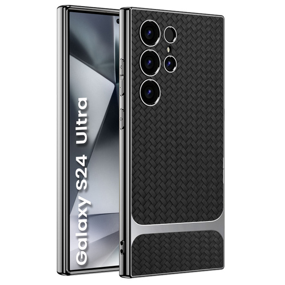Etui do Samsung Galaxy S24 Ultra, GKK Woven Leather, czarne