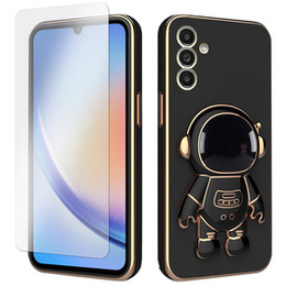 Zestaw Etui Electro do Samsung Galaxy A34 5G, Astronauta, Czarne + szkło