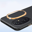 Etui skórzane do Honor 200 Pro 5G – czarne, z metalową ramką na aparat