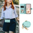 Etui z klapką do Samsung Galaxy S20 FE, Rhombus Crossbody Leather, zielone