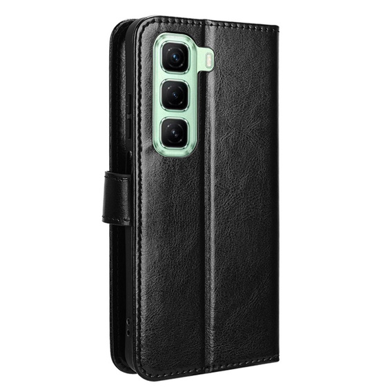 Etui z klapką do Infinix Hot 50 4G, Crazy Horse Wallet, czarne