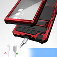 Etui pancerne do Samsung Galaxy S25 Ultra, R-JUST, ze szklaną ochroną kamery, czerwone