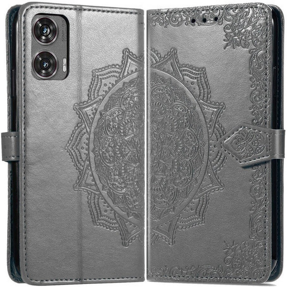 Etui z klapką do Motorola Moto G85, Mandala, szare