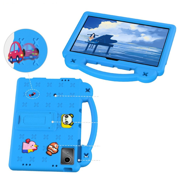 Etui do Lenovo Tab M11 / Huawei MatePad SE 11", Cute Patterns, z podstawką, niebieskie