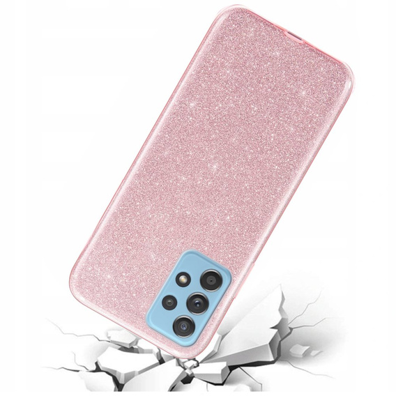 Zestaw Etui do Samsung Galaxy A33 5G, Glitter Case, Różowe rose gold + Szkło