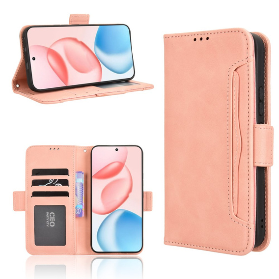 Etui z klapką do Honor 400 5G, Card Slot, różowe