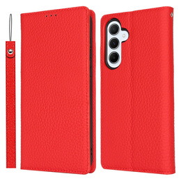 Etui z klapką do Samsung Galaxy S25, Litchi Skin Grain, czerwone
