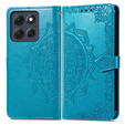 Etui portfelowe z motywem kwiatowym do Motorola Moto G86 5G – Niebieskie