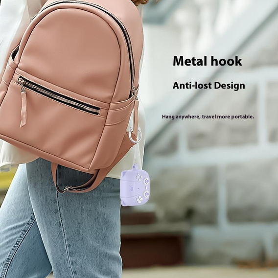 Etui silikonowe do AirPods Pro 3, Kocia Łapka z brelokiem - fioletowe
