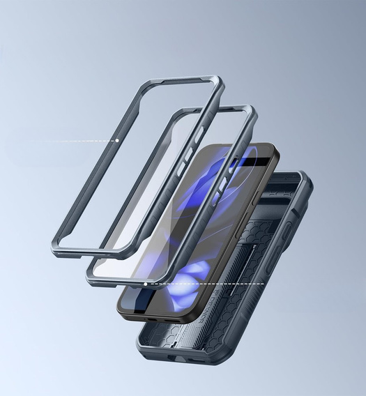 Etui pancerne do Google Pixel 9a, Dexnor Kickstand (Two Frames), niebieskie