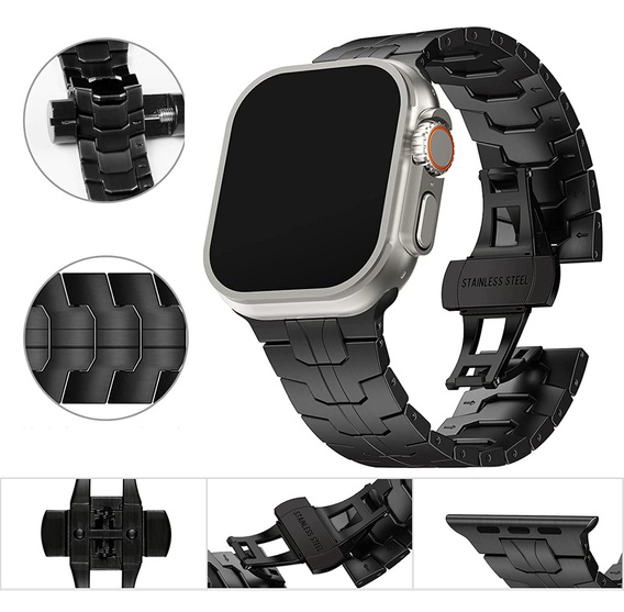 Bransoleta do Apple Watch 1/2/3/4/5/6/7/8/9/10/11/SE Ultra 1/2/3 42/44/45/46/49mm, Czarna